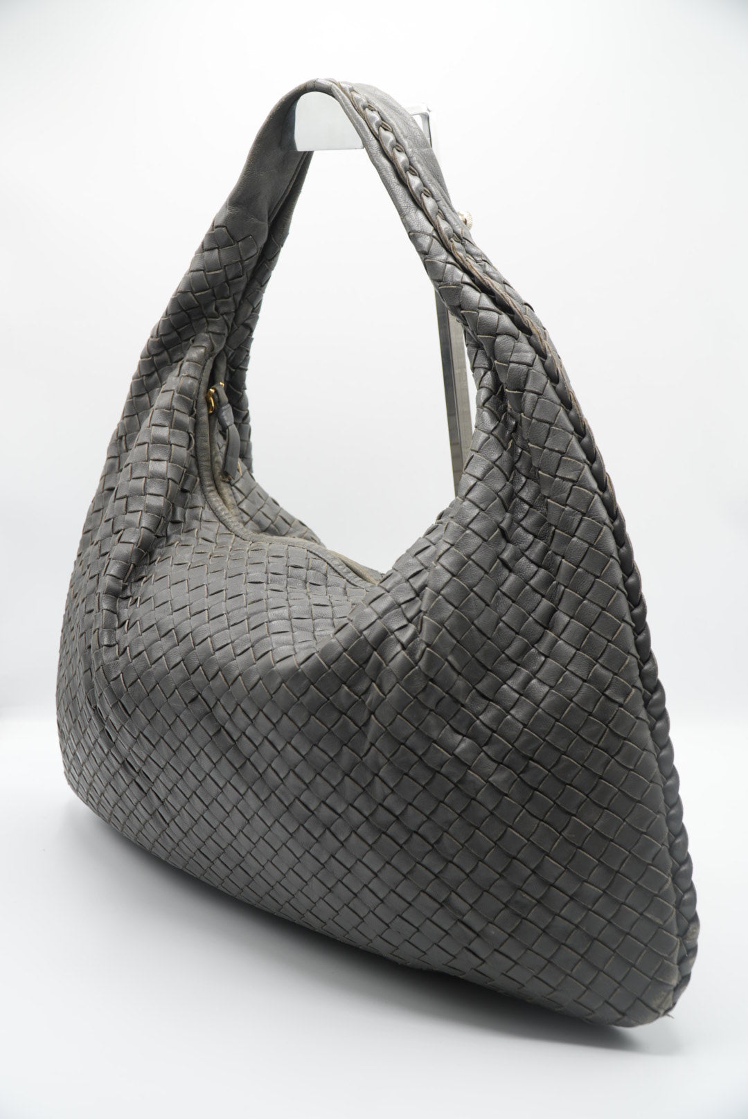 Bottega Veneta Large Dark Grey Intrecciato Woven Nappa Hobo