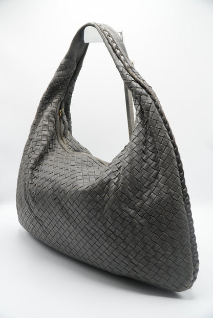 Bottega Veneta Large Dark Grey Intrecciato Woven Nappa Hobo