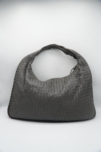 Bottega Veneta Large Dark Grey Intrecciato Woven Nappa Hobo