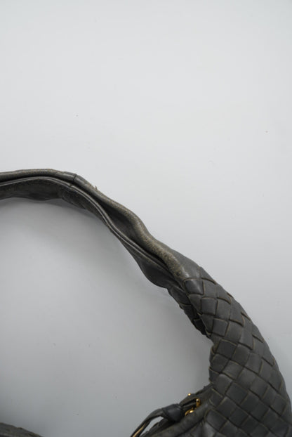 Bottega Veneta Large Dark Grey Intrecciato Woven Nappa Hobo