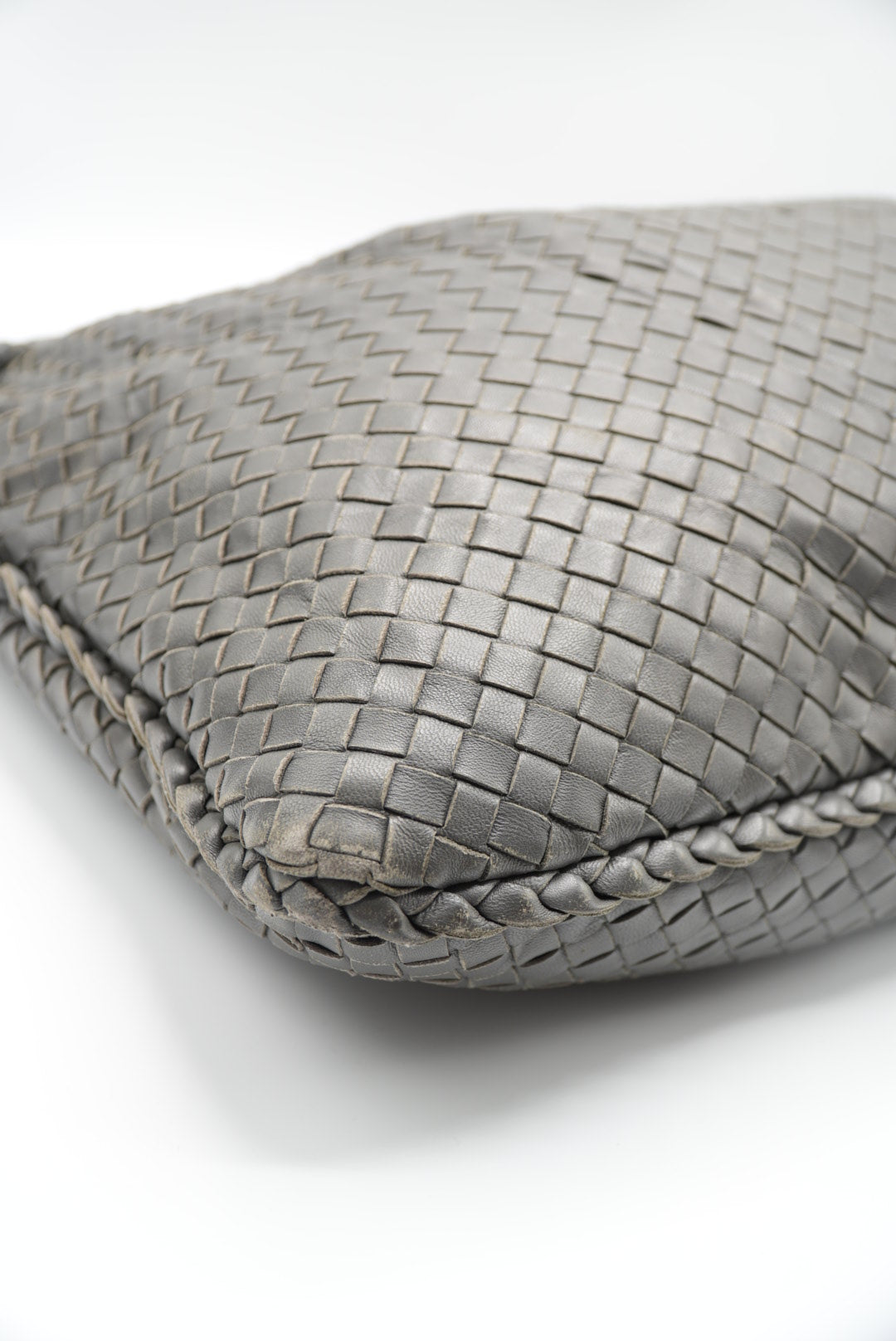 Bottega Veneta Large Dark Grey Intrecciato Woven Nappa Hobo