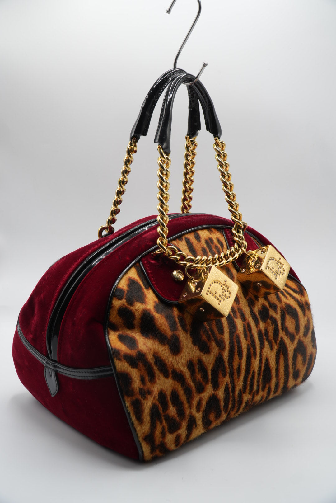 Christian Dior Gambler Dice Leopard Ponyhair Bowler Bag