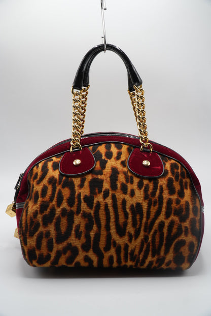Christian Dior Gambler Dice Leopard Ponyhair Bowler Bag