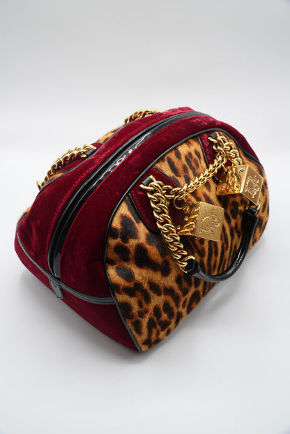 Christian Dior Gambler Dice Leopard Ponyhair Bowler Bag
