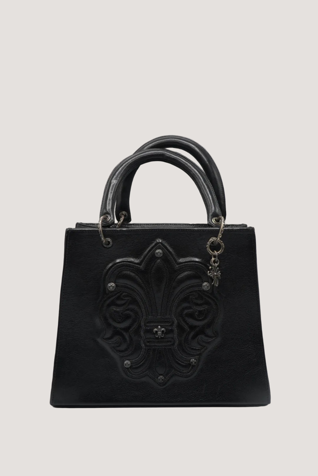 Chrome Hearts 90s Grained Calfskin Fleur De Lis Leather Bag