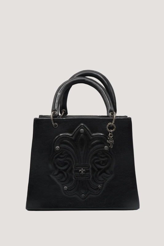 Chrome Hearts 90s Grained Calfskin Fleur De Lis Leather Bag