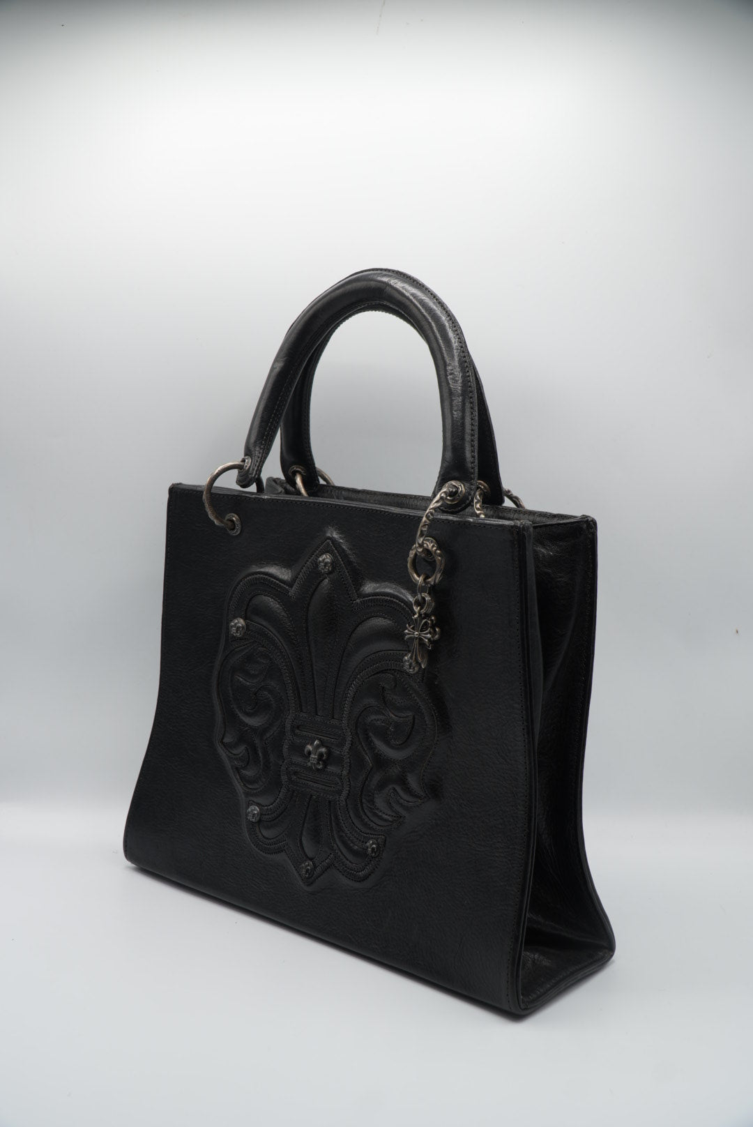 Chrome Hearts 90s Grained Calfskin Fleur De Lis Leather Bag