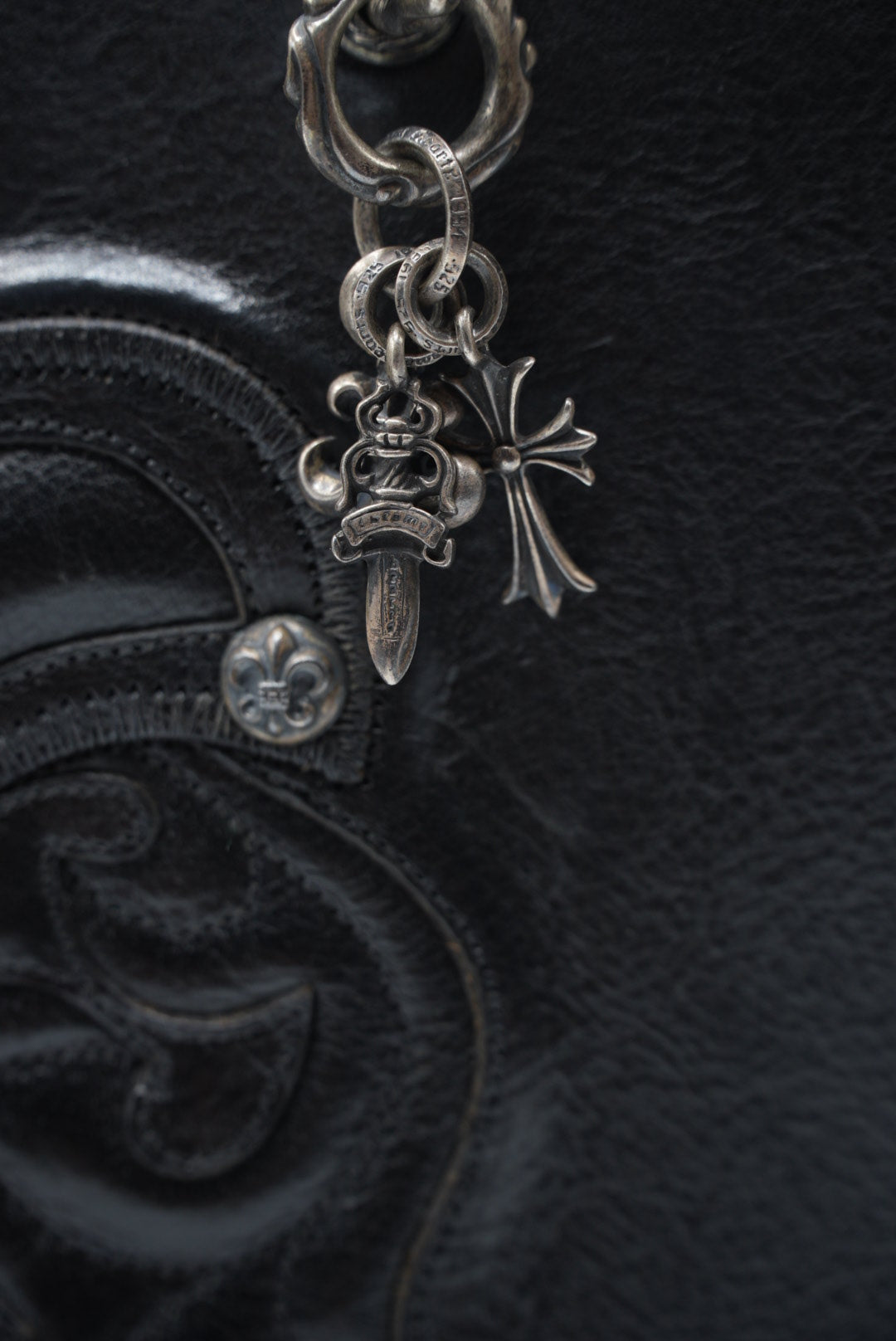 Chrome Hearts 90s Grained Calfskin Fleur De Lis Leather Bag