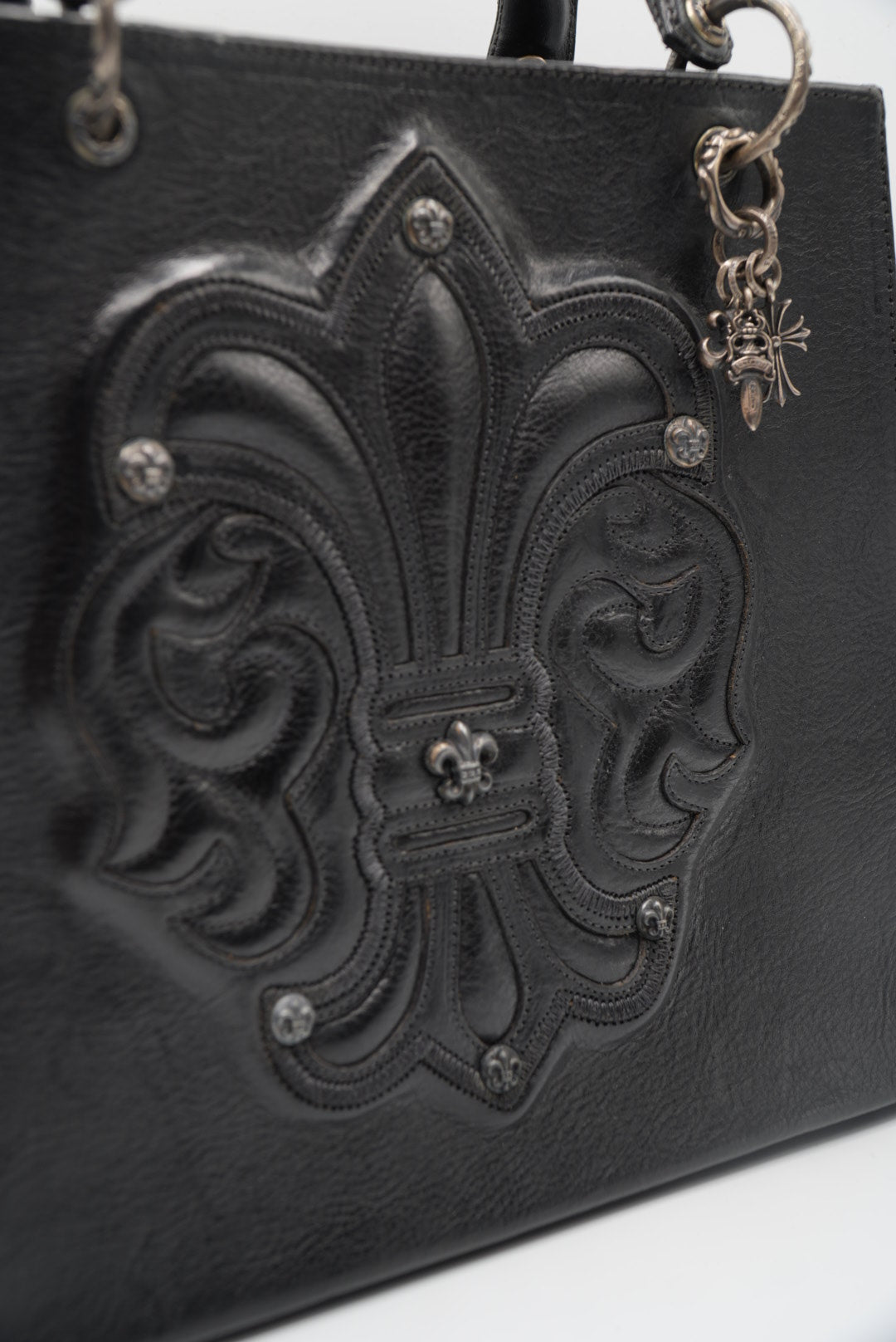 Chrome Hearts 90s Grained Calfskin Fleur De Lis Leather Bag