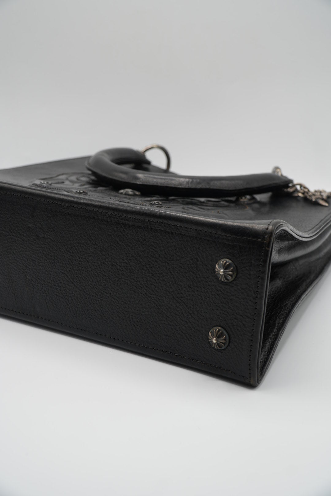 Chrome Hearts 90s Grained Calfskin Fleur De Lis Leather Bag
