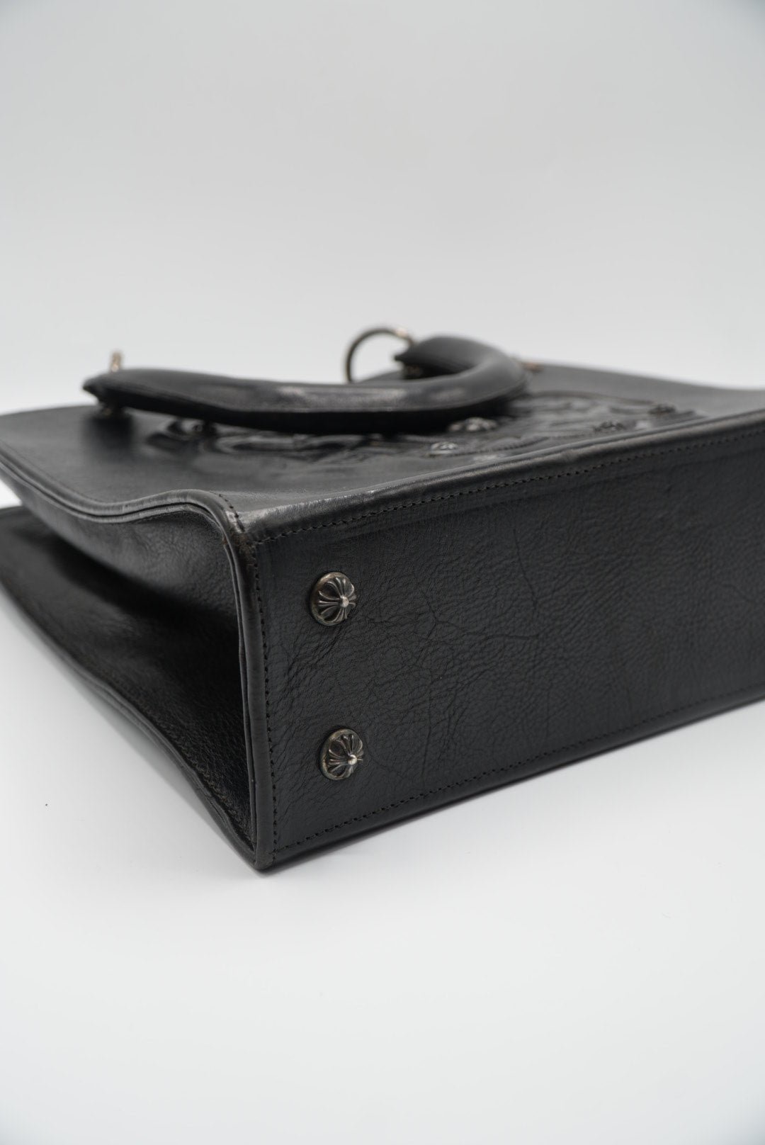 Chrome Hearts 90s Grained Calfskin Fleur De Lis Leather Bag