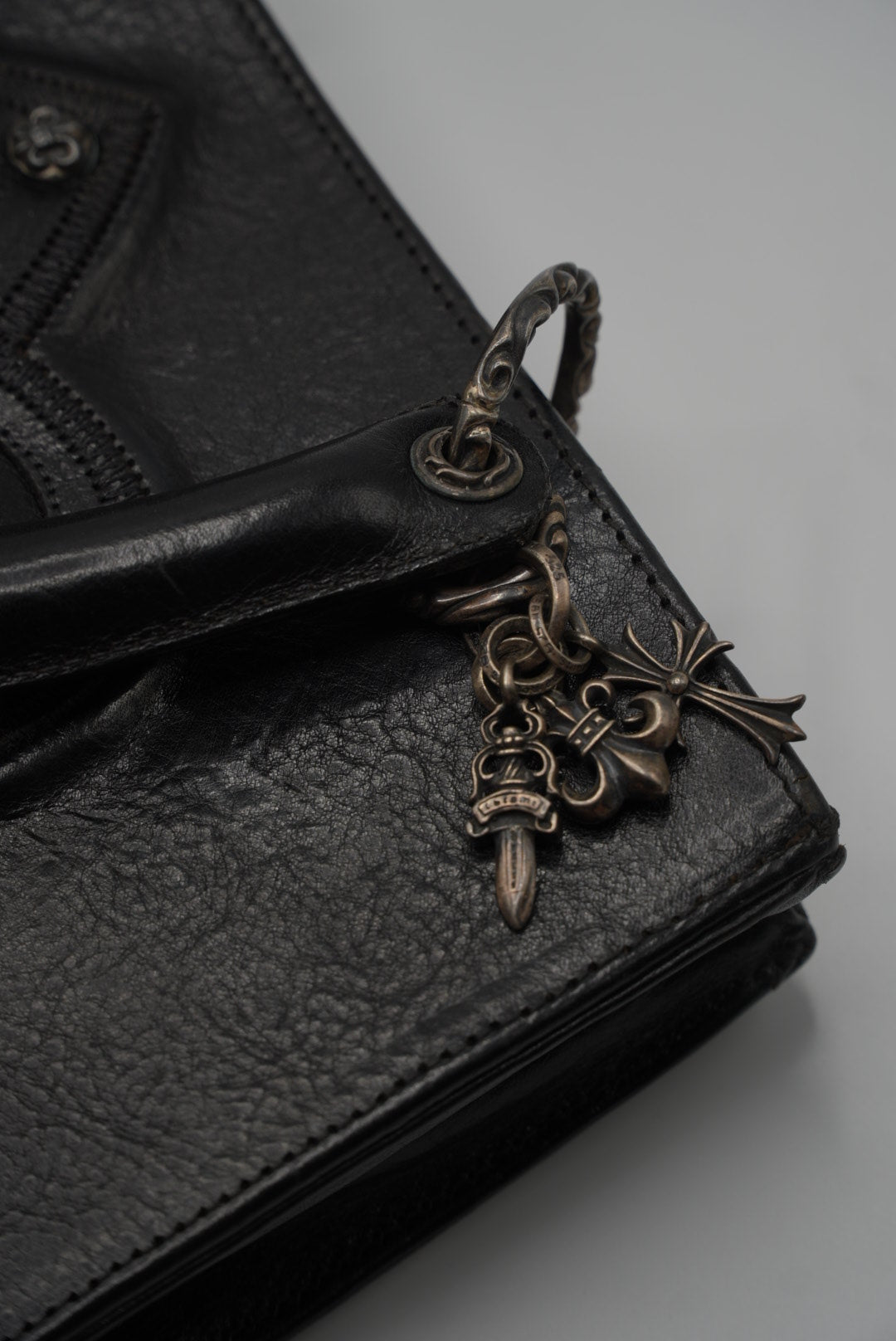 Chrome Hearts 90s Grained Calfskin Fleur De Lis Leather Bag