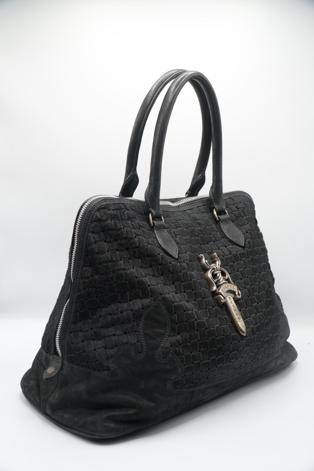 Chrome Hearts 90s Ponyhair Dagger Embelished Woven Handbag