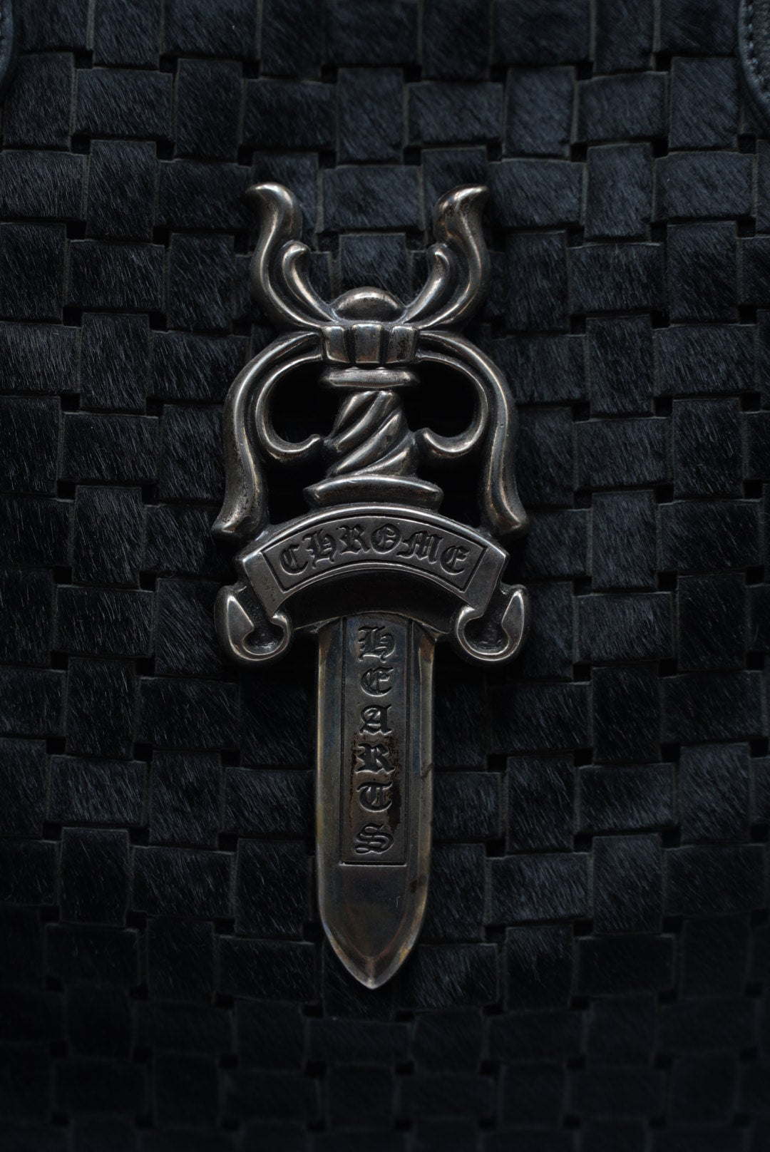 Chrome Hearts 90s Ponyhair Dagger Embelished Woven Handbag
