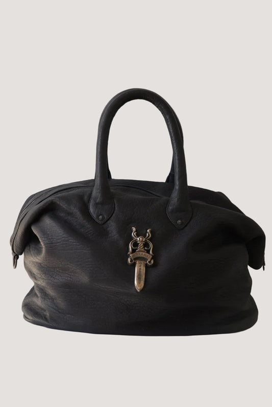 Rare 90s - Big Dagger Embellished Leather Duffle Bag