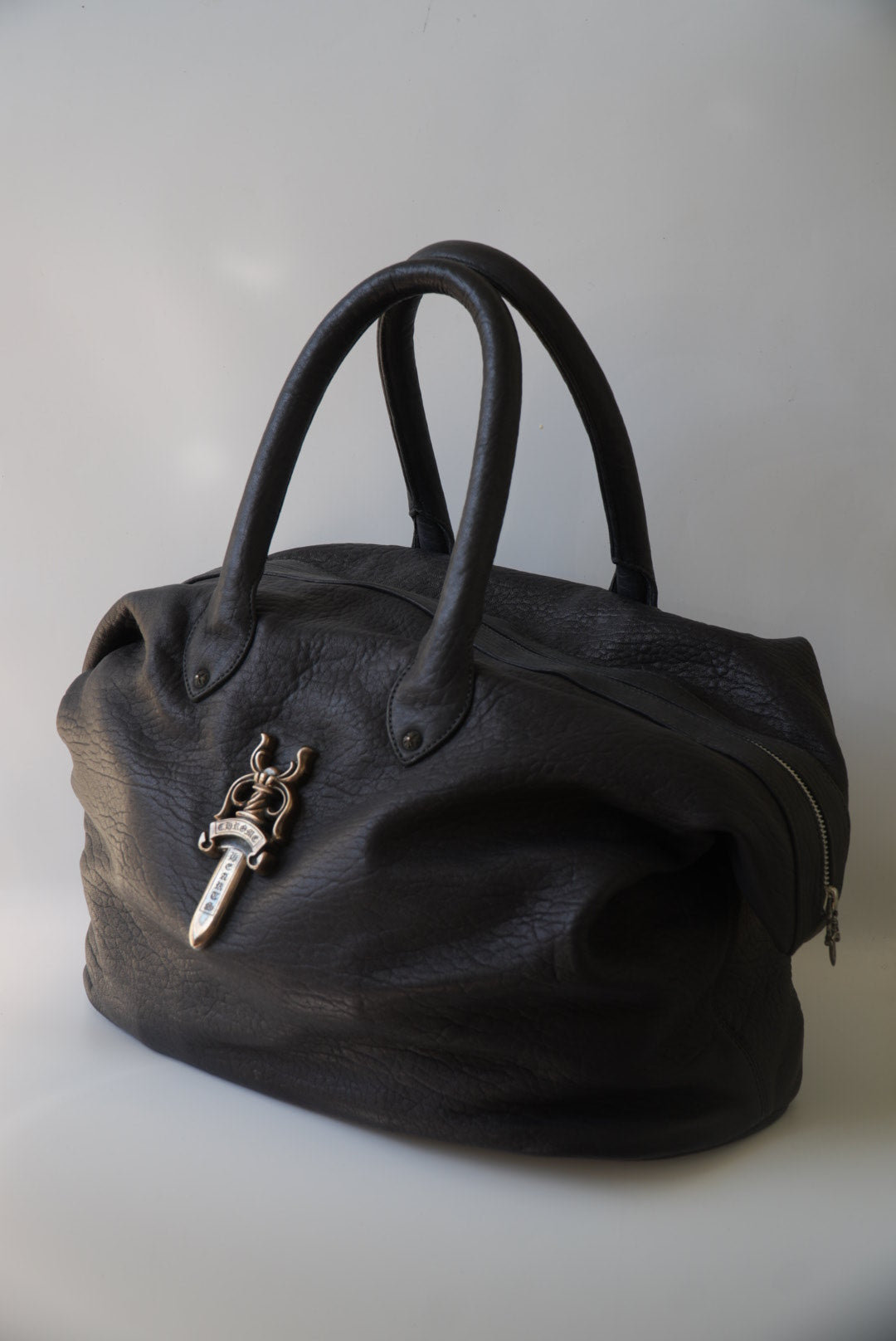 Rare 90s - Big Dagger Embellished Leather Duffle Bag