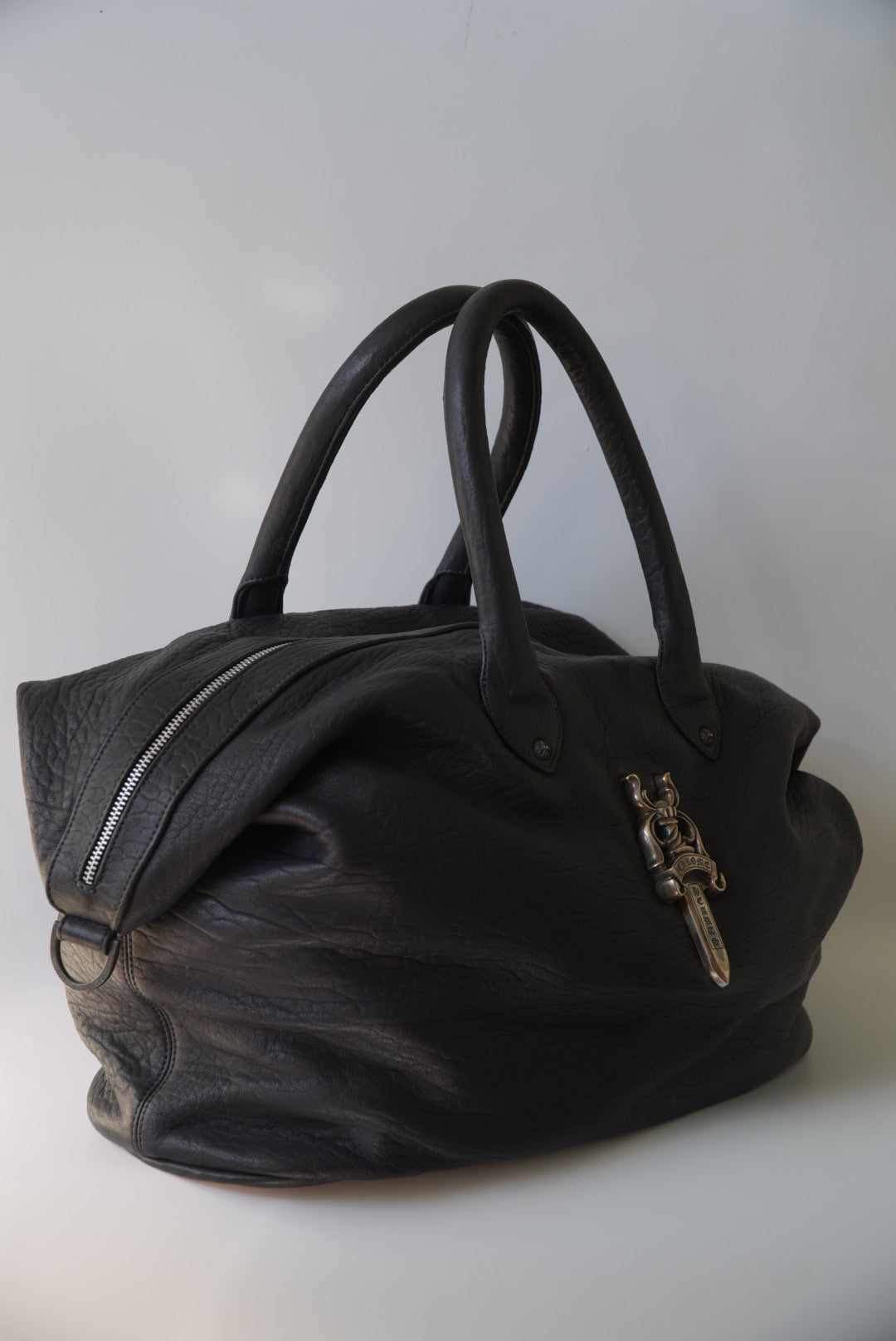 Rare 90s - Big Dagger Embellished Leather Duffle Bag