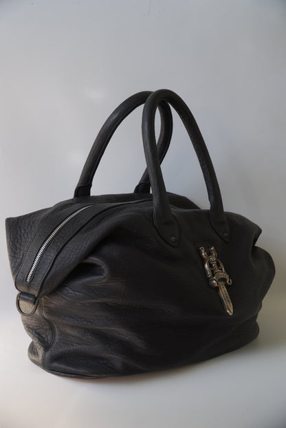 Rare 90s - Big Dagger Embellished Leather Duffle Bag