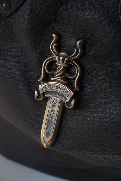 Rare 90s - Big Dagger Embellished Leather Duffle Bag