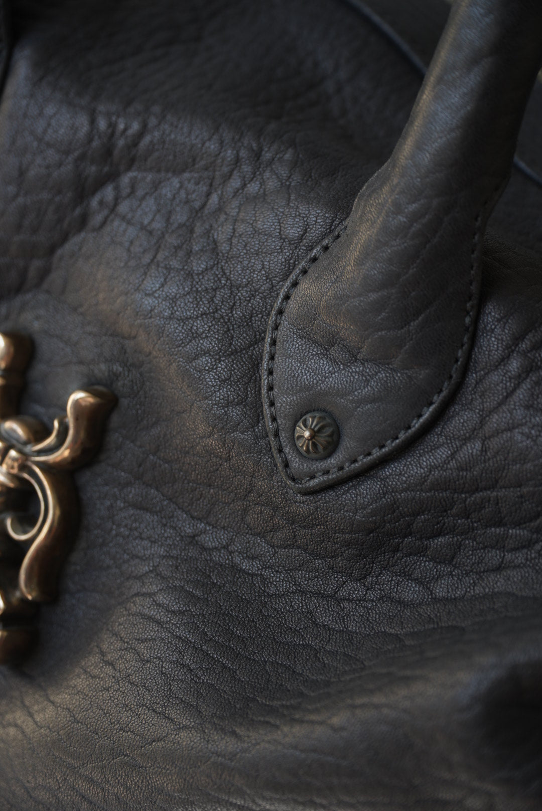 Rare 90s - Big Dagger Embellished Leather Duffle Bag