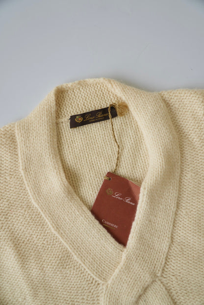 Loro Piana White Cashmere Short Sleeve Jumper