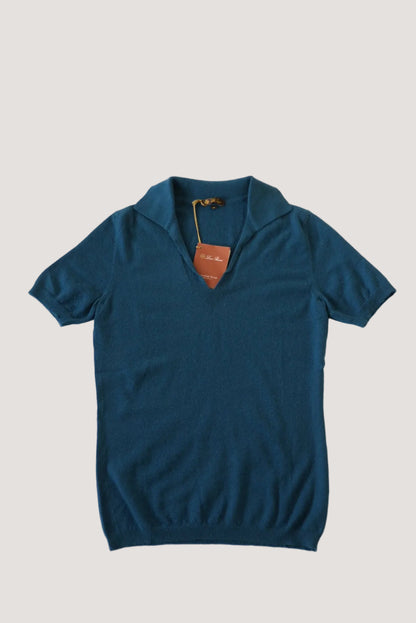 Loro Piana Blue Cashmere Polo Shirt