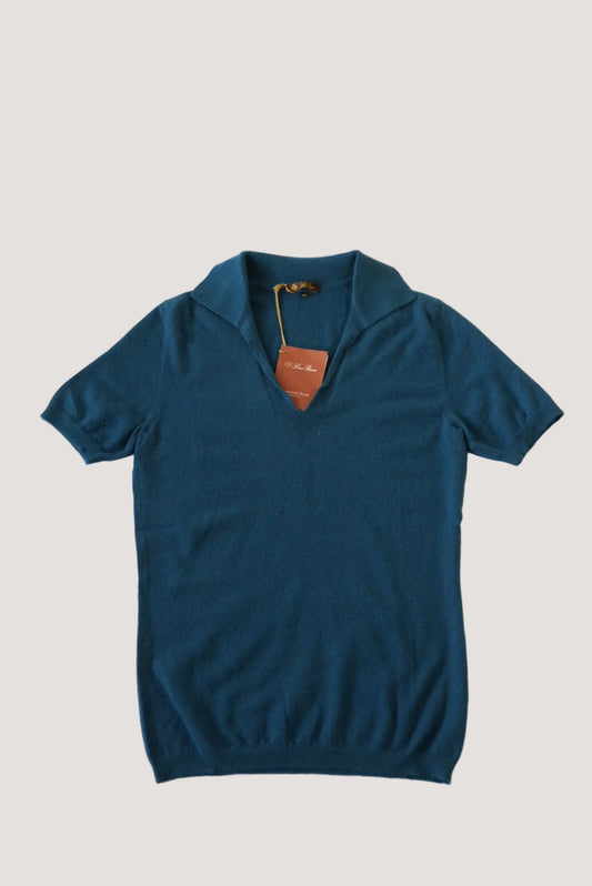 Loro Piana Blue Cashmere Polo Shirt
