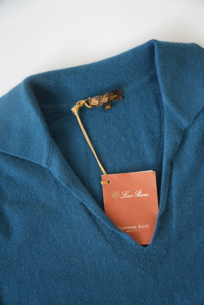 Loro Piana Blue Cashmere Polo Shirt