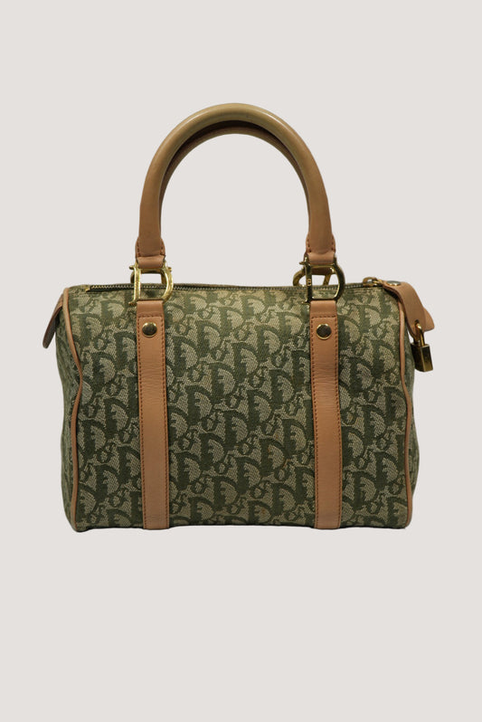 Christian Dior Brown/Green Monogram Boston Handbag