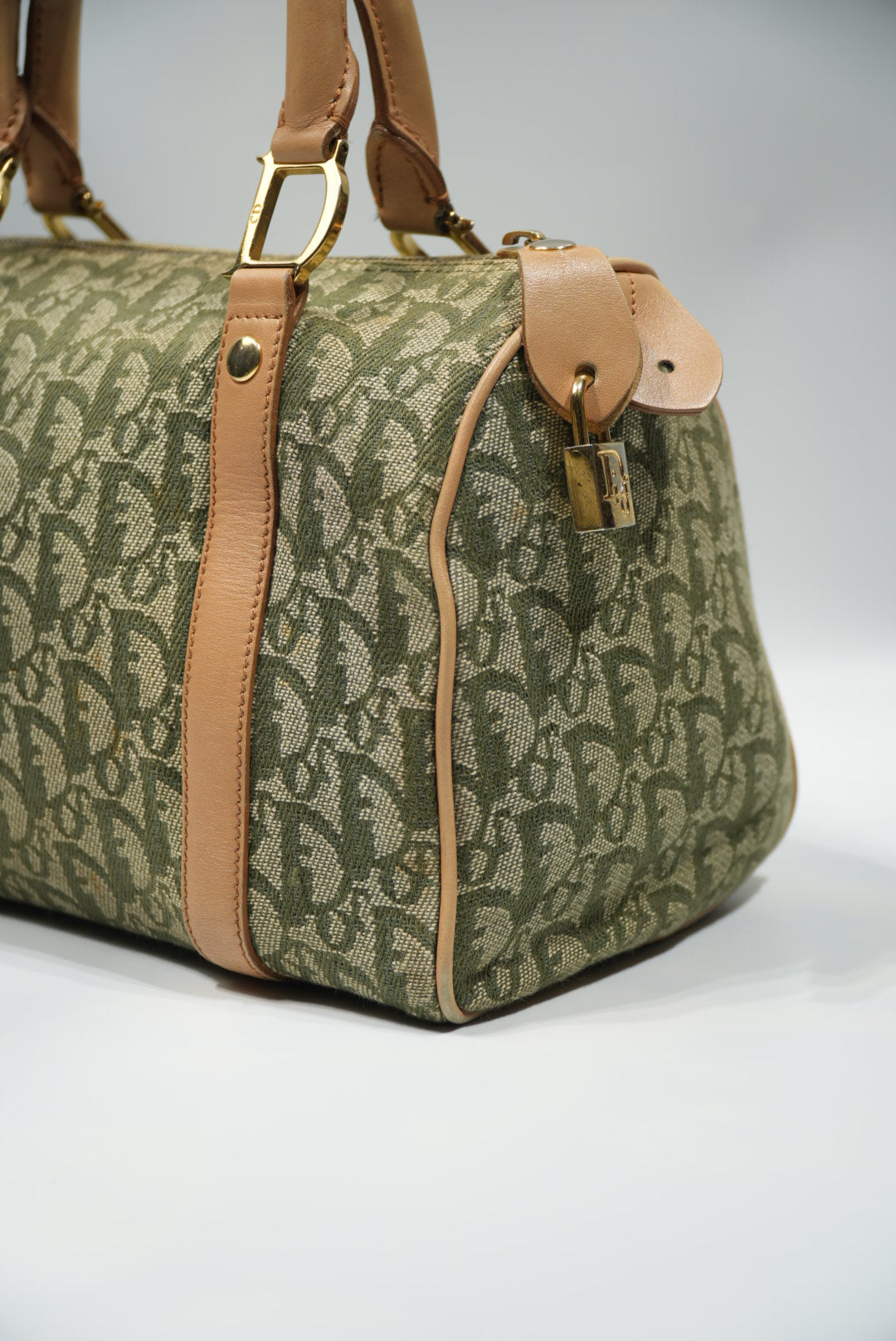 Christian Dior Brown/Green Monogram Boston Handbag