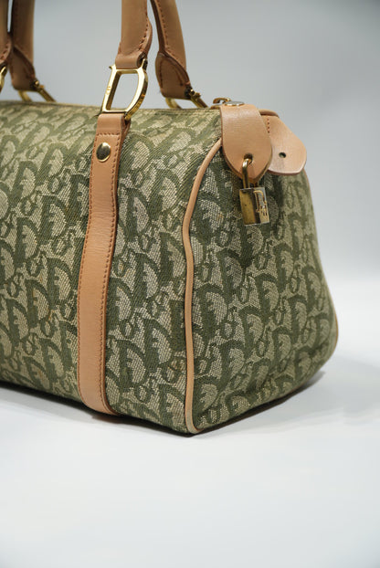 Christian Dior Brown/Green Monogram Boston Handbag