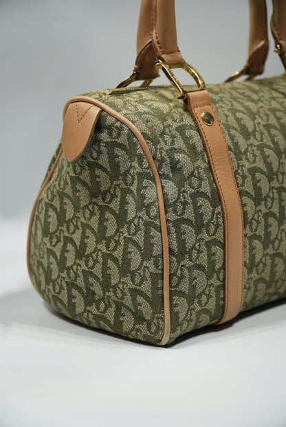 Christian Dior Brown/Green Monogram Boston Handbag