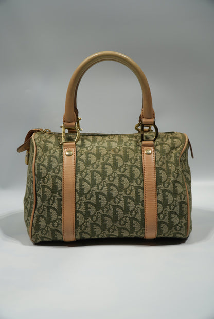 Christian Dior Brown/Green Monogram Boston Handbag