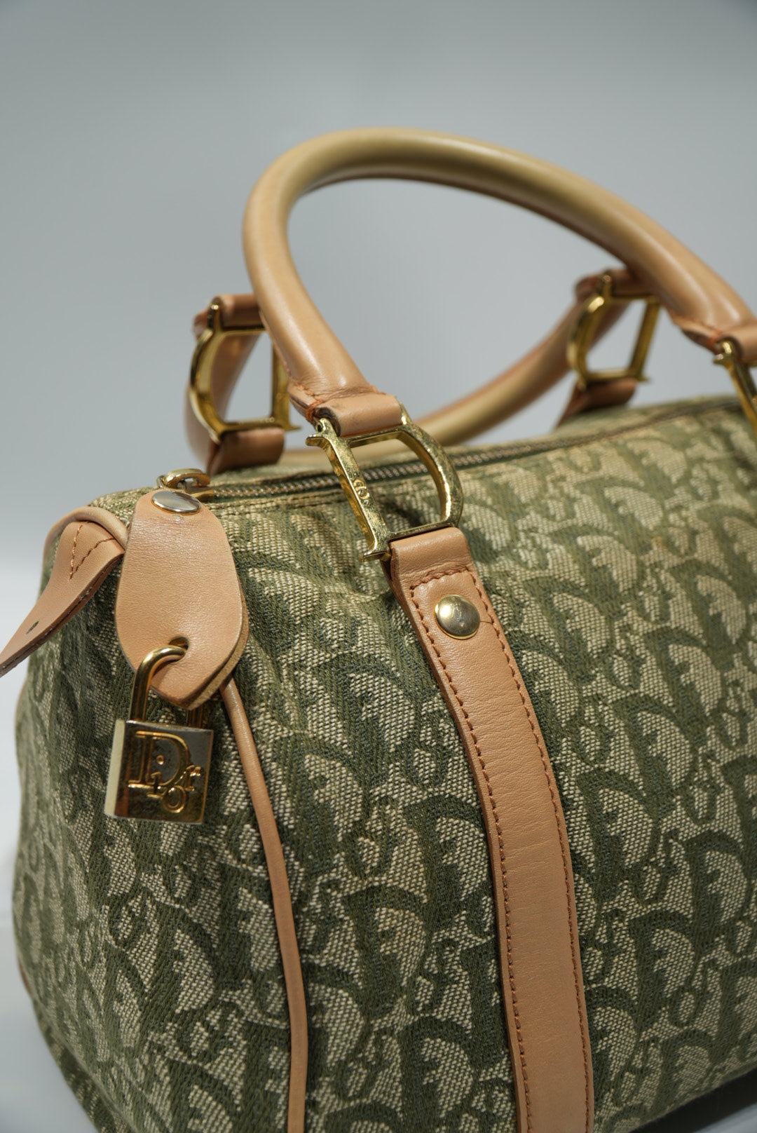 Christian Dior Brown/Green Monogram Boston Handbag