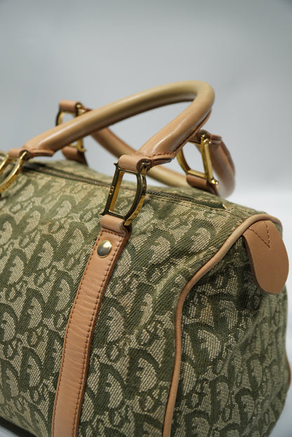 Christian Dior Brown/Green Monogram Boston Handbag