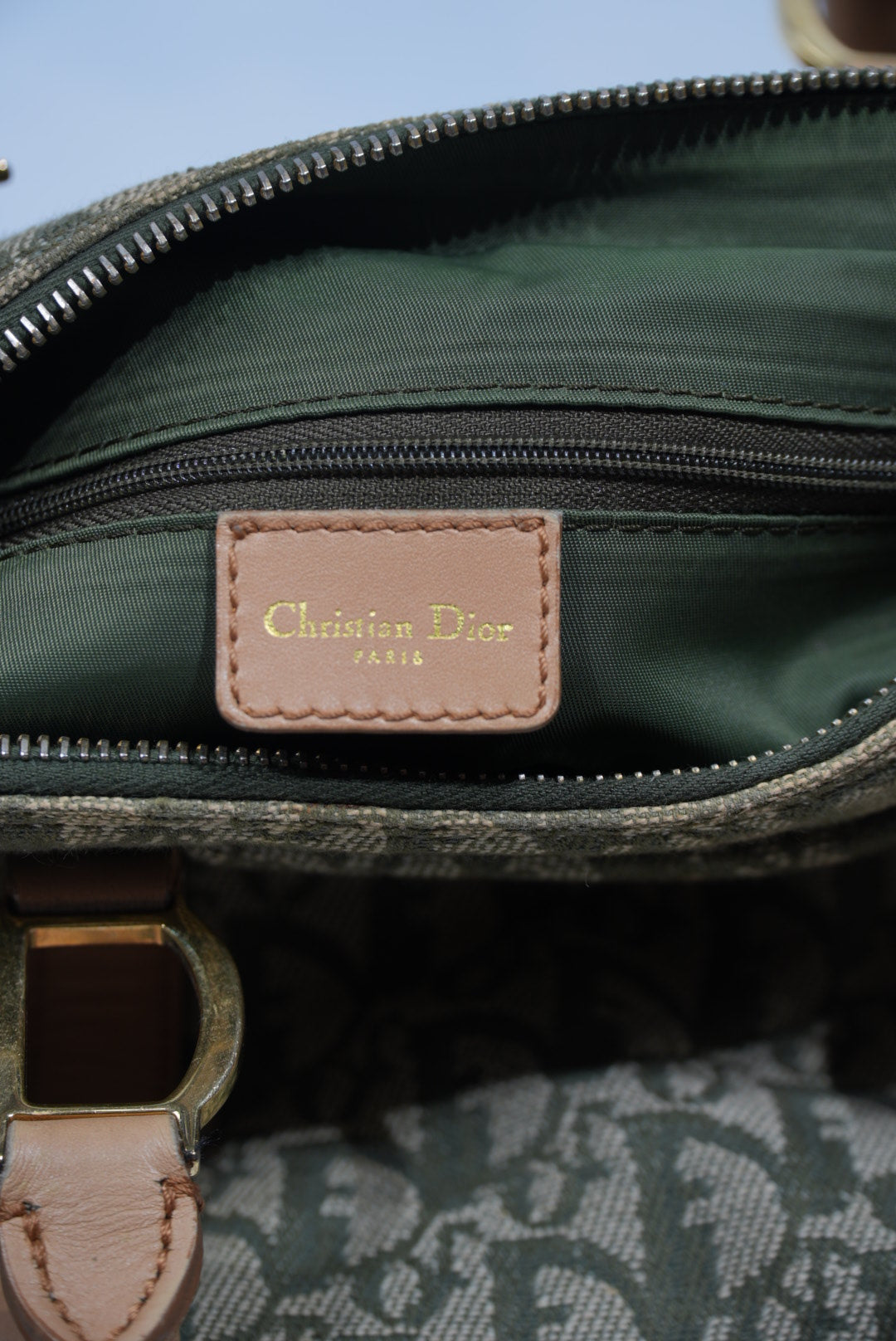 Christian Dior Brown/Green Monogram Boston Handbag