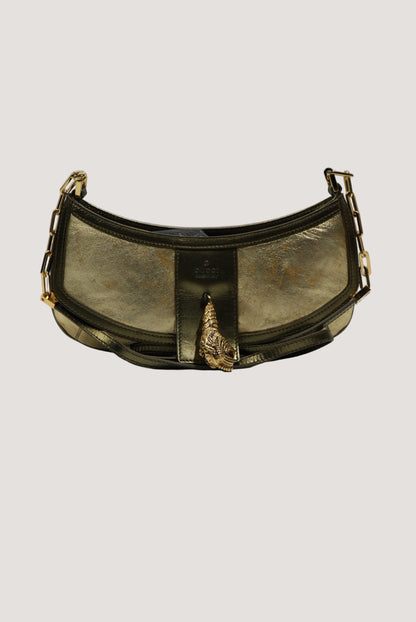 Gucci by Tom Ford Gold Tiger Head Shoulder Bag
