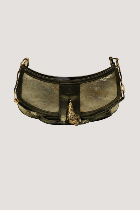 Gucci by Tom Ford Gold Tiger Head Shoulder Bag