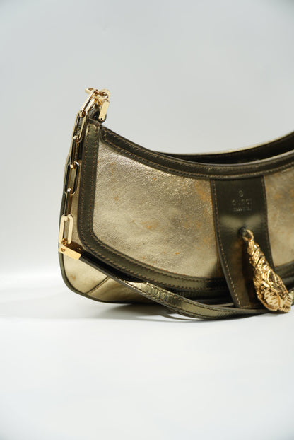 Gucci by Tom Ford Gold Tiger Head Shoulder Bag