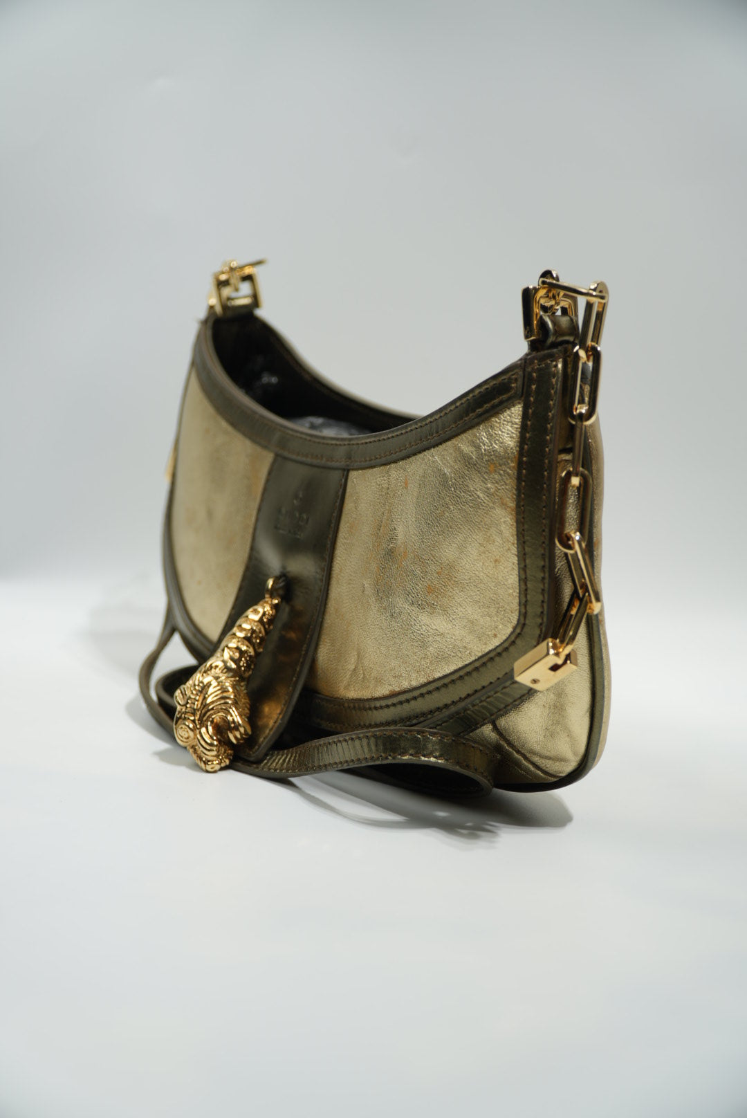Gucci by Tom Ford Gold Tiger Head Shoulder Bag