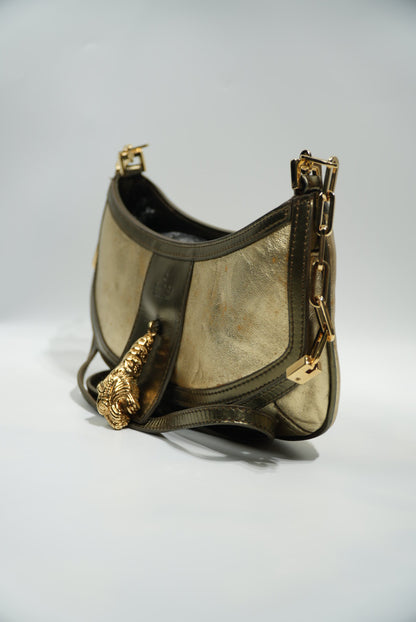 Gucci by Tom Ford Gold Tiger Head Shoulder Bag