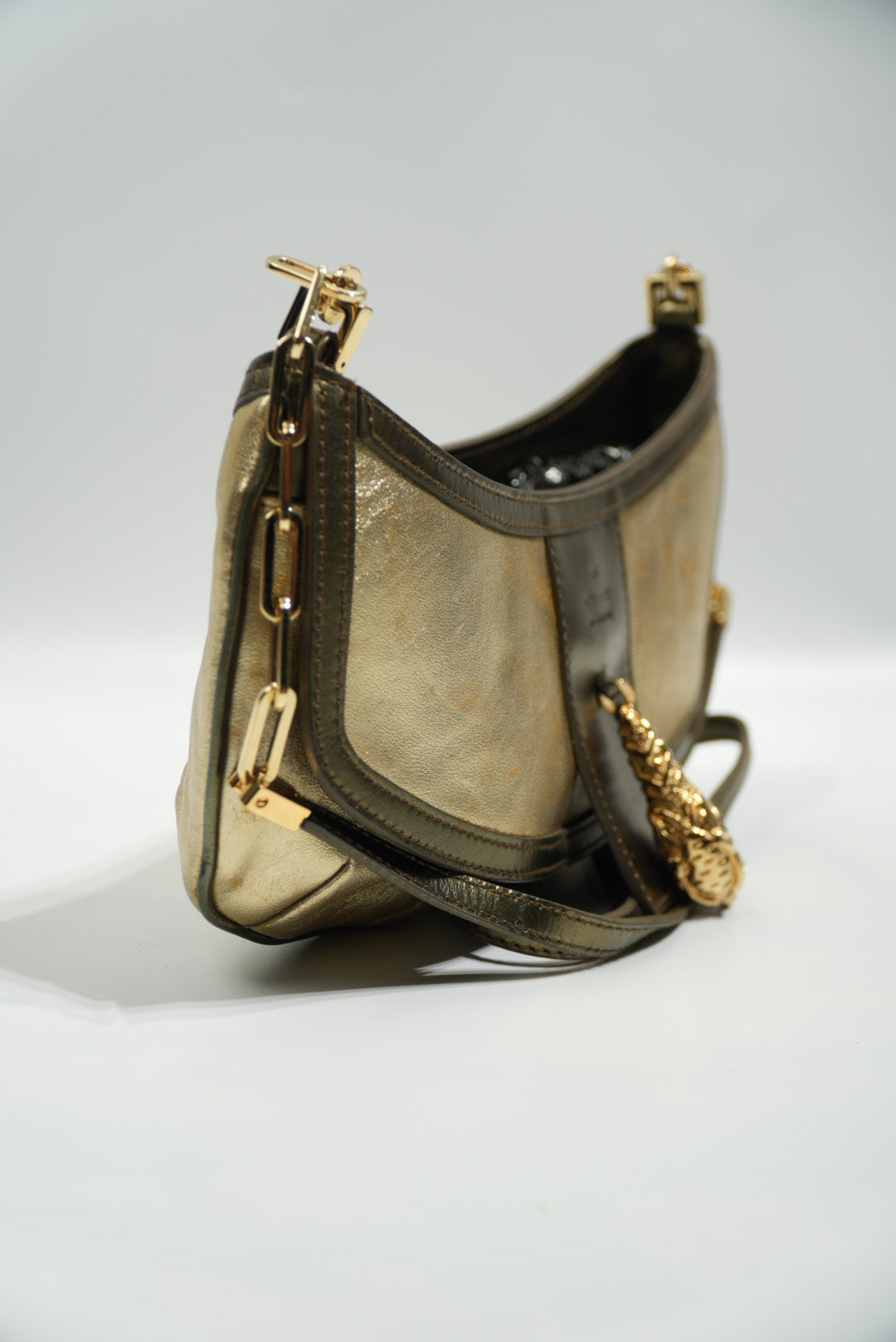 Gucci by Tom Ford Gold Tiger Head Shoulder Bag