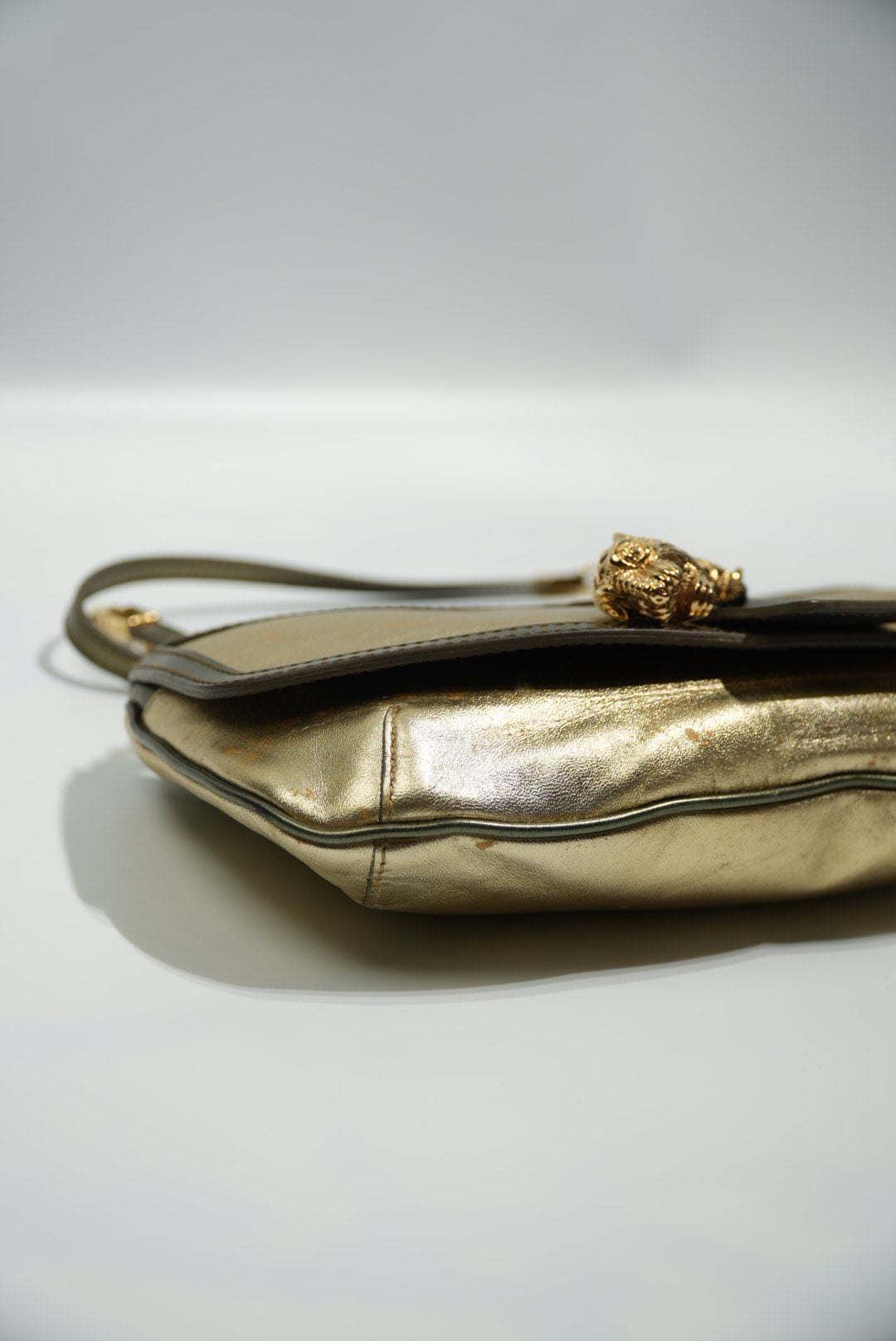 Gucci by Tom Ford Gold Tiger Head Shoulder Bag