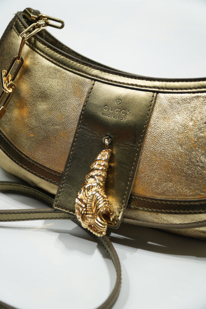 Gucci by Tom Ford Gold Tiger Head Shoulder Bag