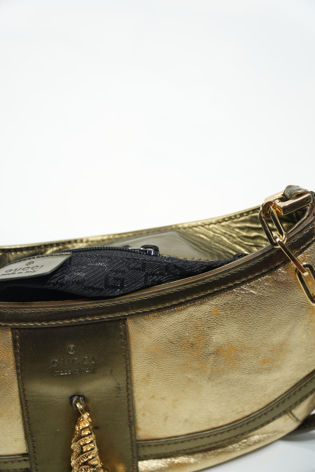 Gucci by Tom Ford Gold Tiger Head Shoulder Bag