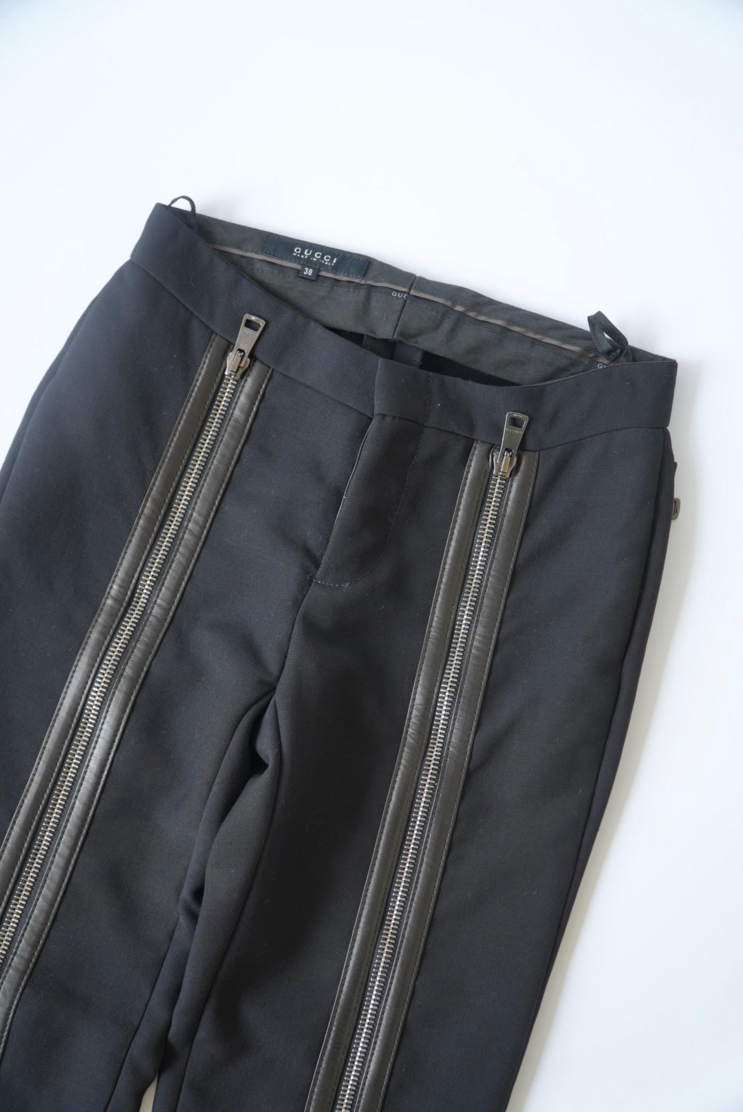 Gucci by Tom Ford FW 2001 Runway Leather & Wool Zipper Pants