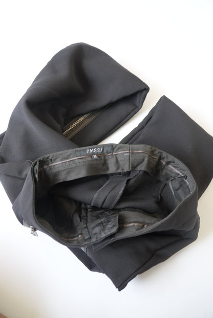 Gucci by Tom Ford FW 2001 Runway Leather & Wool Zipper Pants