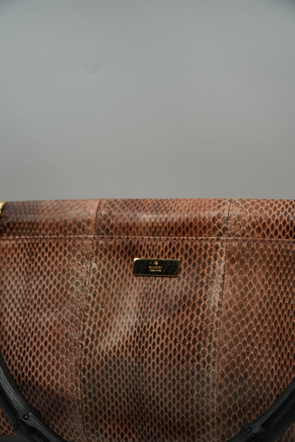 Gucci by Tom Ford Brown Python Bamboo Top Handle Bag