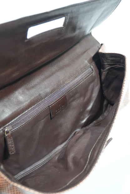 Gucci by Tom Ford Brown Python Bamboo Top Handle Bag