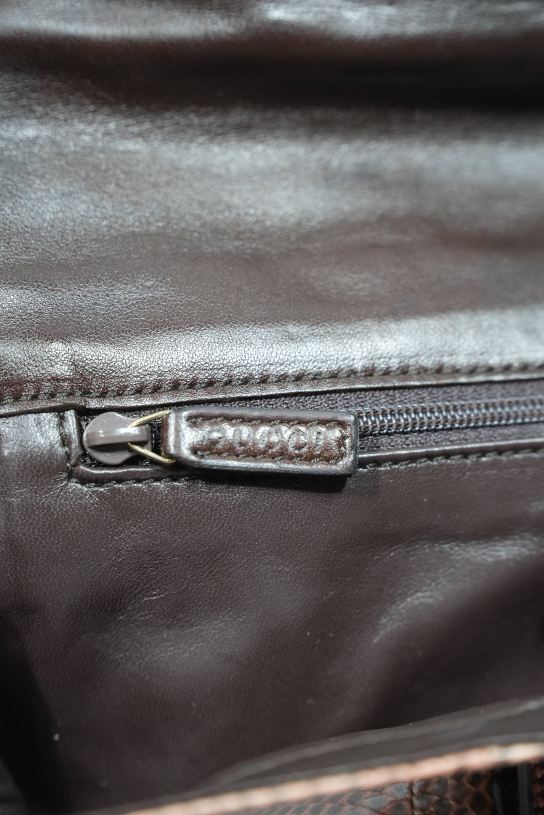 Gucci by Tom Ford Brown Python Bamboo Top Handle Bag